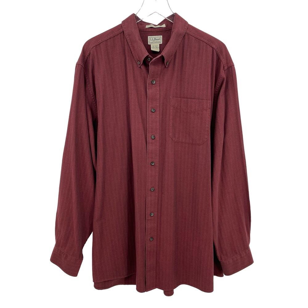 LL Bean Men's XXL Tall Maroon Traditional Fit Button Down Flannel Shirt 2XLT